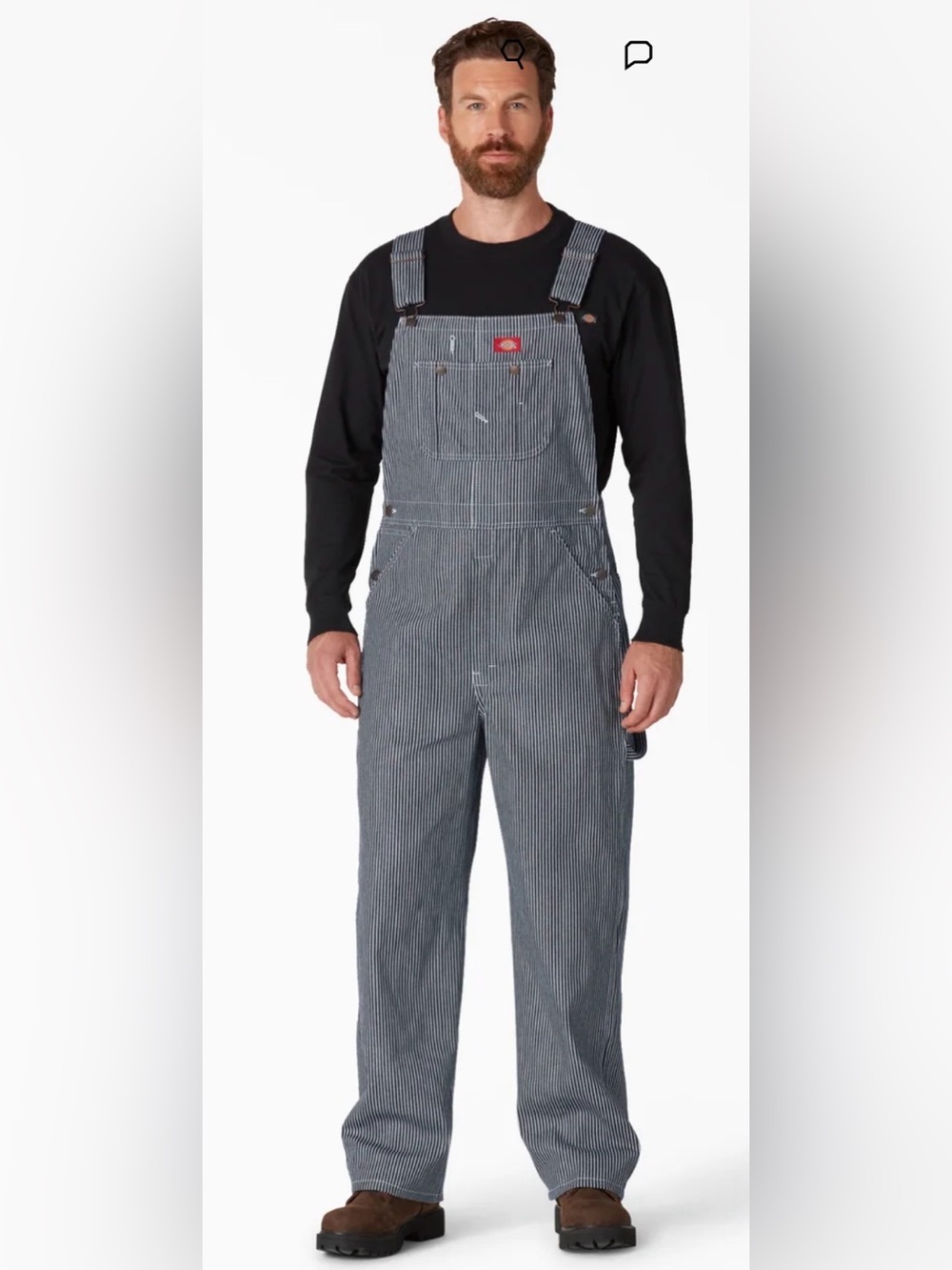 Dickies Men’s Black & White Pinstripe Hickory Bib worksite overall size 42x30